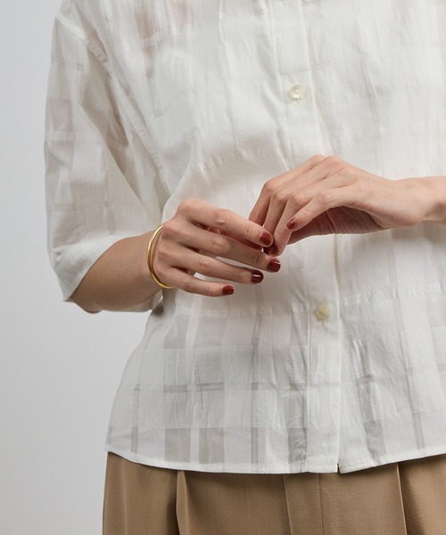 ROPE'(ロペ)の「【洗える】シアーチェッククロップド5分袖シャツ/セットアップ対応(シャツ/ブラウス・レディース・ホワイト・FREE)」の11枚目の写真