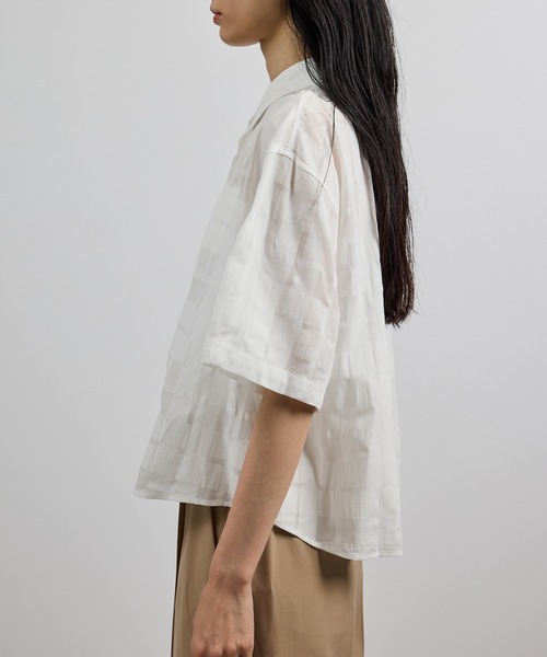 ROPE'(ロペ)の「【洗える】シアーチェッククロップド5分袖シャツ/セットアップ対応(シャツ/ブラウス・レディース・ホワイト・FREE)」の13枚目の写真