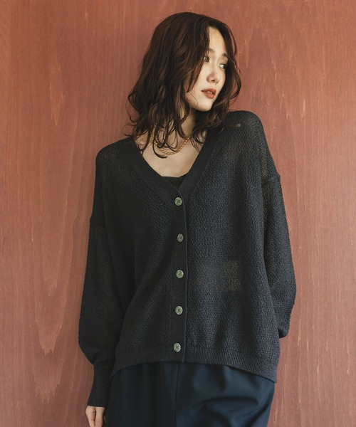 セール】ペーパーヤーンカノコカーディガン長袖/577968（カーディガン