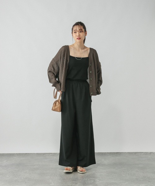 GLOBAL WORK（グローバルワーク）の「ペーパーヤーンカノコカーディガン長袖/577968（カーディガン/ボレロ・レディース・ナチュラル/スミクロ/ダークブラウン/ローズ系8・LARGE/MEDIUM）」の10枚目の写真