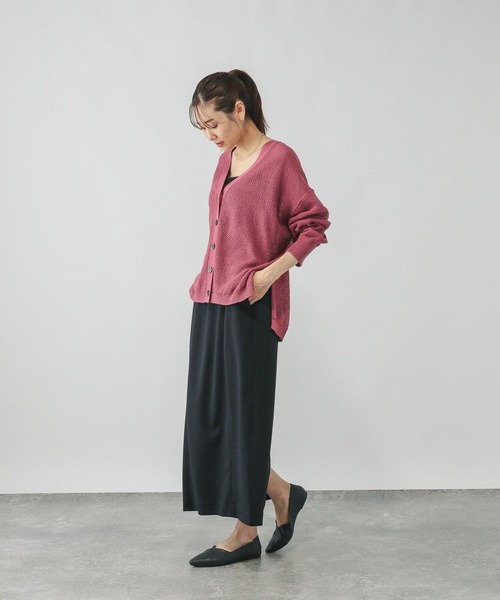 GLOBAL WORK（グローバルワーク）の「ペーパーヤーンカノコカーディガン長袖/577968（カーディガン/ボレロ・レディース・ナチュラル/スミクロ/ダークブラウン/ローズ系8・LARGE/MEDIUM）」の19枚目の写真