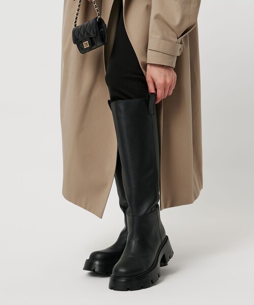 【極美品】ロングブーツ プラットブーツ 37 ブラック ユナイテッドアロー 黒 プラット ロングブーツ（ブーツ）｜UNITED ARROWS（ユナイテッド