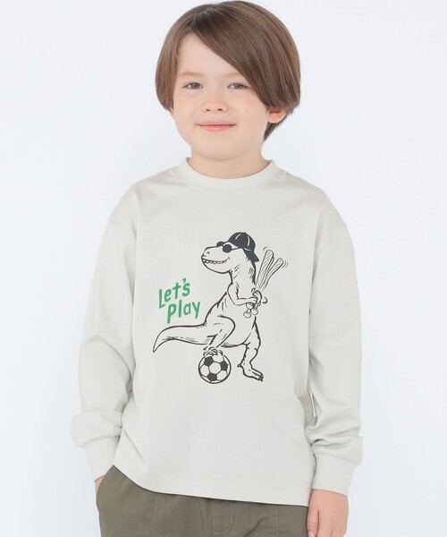 ARCH & LINE（アーチアンドライン）の「【SHIPS KIDS別注】ARCH＆LINE:100～130cm / ダイナソー ロングスリーブ Tシャツ（Tシャツ/カットソー・キッズ・トップグレー/ロイヤルブルー・100/110/120/130）」の3枚目の写真