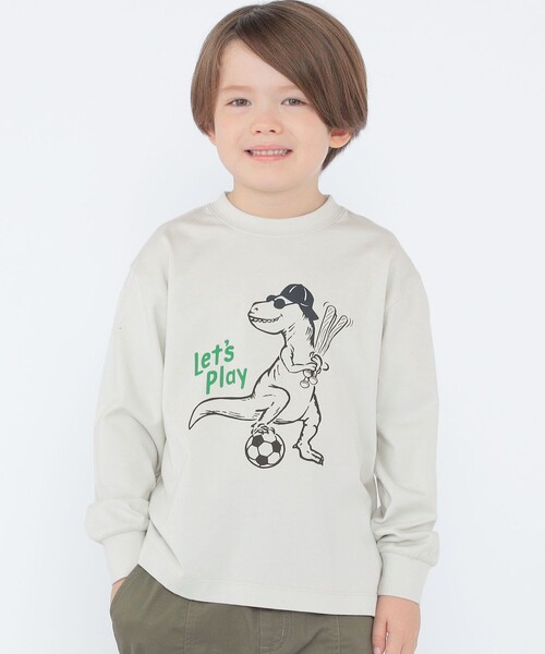 ARCH & LINE（アーチアンドライン）の「【SHIPS KIDS別注】ARCH＆LINE:100～130cm / ダイナソー ロングスリーブ Tシャツ（Tシャツ/カットソー・キッズ・トップグレー/ロイヤルブルー・100/110/120/130）」の4枚目の写真