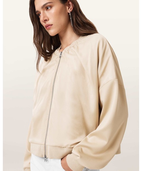ALLSAINTS（オールセインツ）の「MIRRI JERSEY BOMBER JACKET | MIRRI ジャージー ボンバー ジャケット（MA-1・レディース・ホワイト・XS/S/M/L）」の2枚目の写真