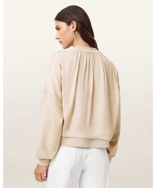 ALLSAINTS（オールセインツ）の「MIRRI JERSEY BOMBER JACKET | MIRRI ジャージー ボンバー ジャケット（MA-1・レディース・ホワイト・XS/S/M/L）」の6枚目の写真