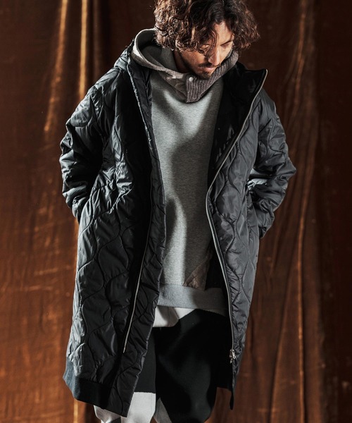 mj10979-Wave Quilted Zip Hooded Coat フーディーコート(AG05