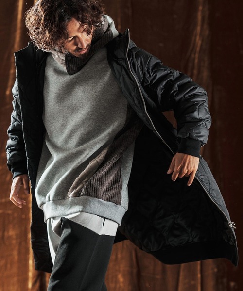 ジャケット・アウター mi mj10979-Wave Quilted Zip Hooded Coat フーディーコート(AG05