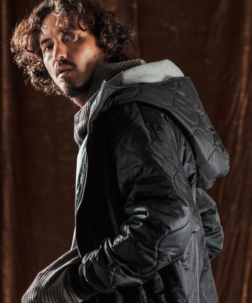 ANGENEHM（アンゲネーム）の「mj10979-Wave Quilted Zip Hooded Coat フーディーコート(AG05-011acf)（その他アウター・メンズ・ブラック/パープル・M/S/L）」の9枚目の写真