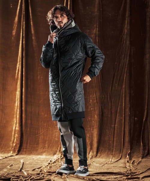 ジャケット・アウター mi mj10979-Wave Quilted Zip Hooded Coat フーディーコート(AG05