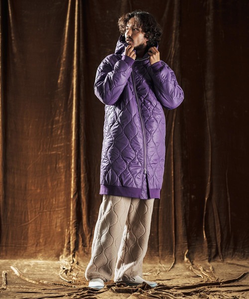 mj10979-Wave Quilted Zip Hooded Coat フーディーコート(AG05