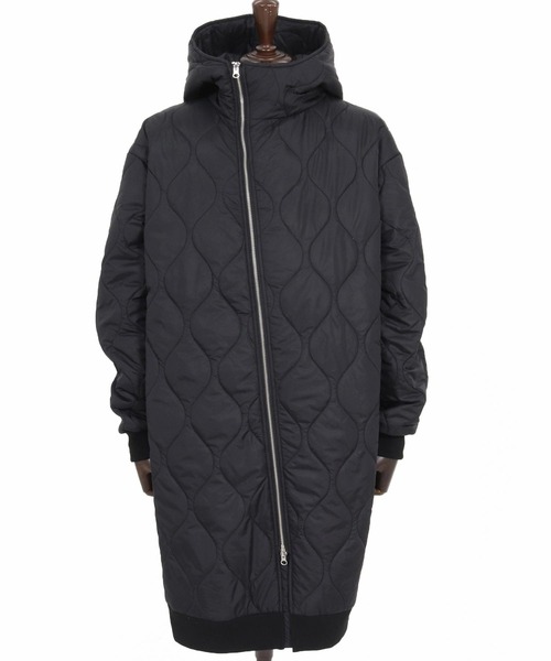 mj10979-Wave Quilted Zip Hooded Coat フーディーコート(AG05