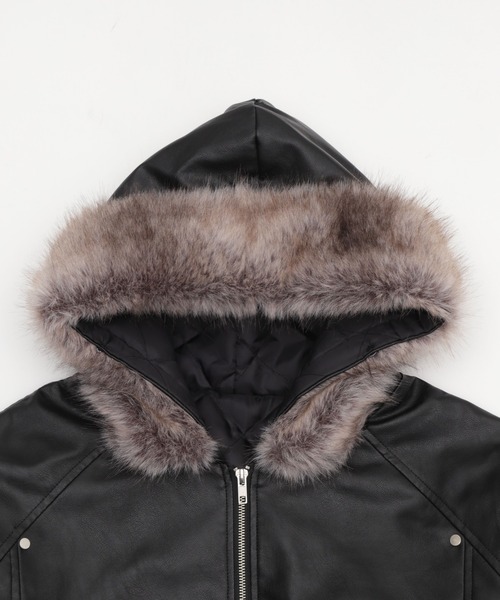 Figments(フィグメンツ)の「N2B合皮ジャケット(ブルゾン・レディース・ブラック・LARGE/MEDIUM)」の9枚目の写真