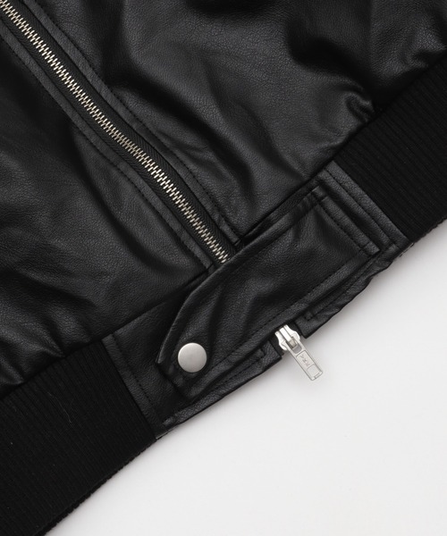 Figments(フィグメンツ)の「N2B合皮ジャケット(ブルゾン・レディース・ブラック・LARGE/MEDIUM)」の2枚目の写真