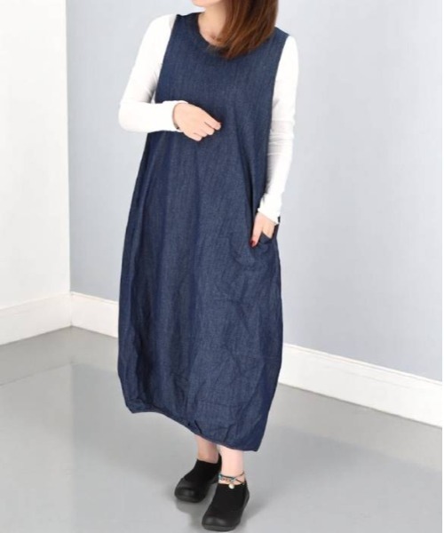 BACKYARD FAMILY（バックヤードファミリー）の「dgy デコカンパニー スラブデニム バルーンワンピース（ワンピース・レディース・ブルー/ネイビー・M/L/XL）」の11枚目の写真