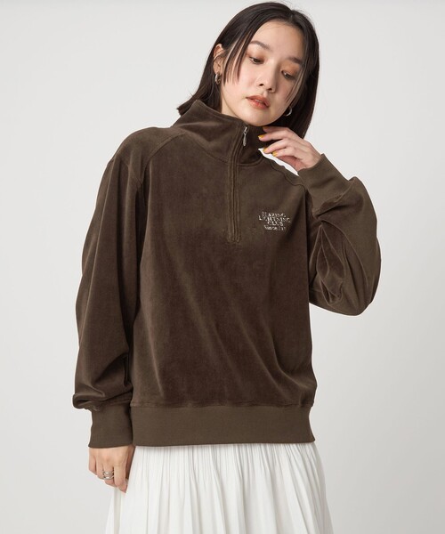 セール】【WEB限定】＜at ease＞ベロア ハーフジップ プルオーバー（T