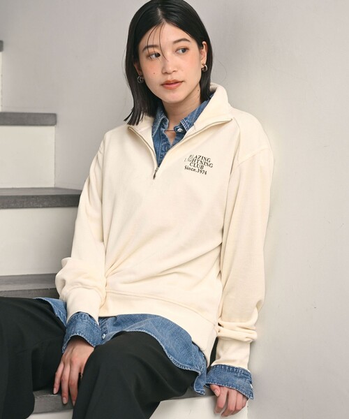 セール】【WEB限定】＜at ease＞ベロア ハーフジップ プルオーバー（T