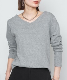 正規品 THE TOE グレー Vネック 長袖トップス THE TOE グレー Vネック 長袖トップス Tシャツ/カットソー（グレー