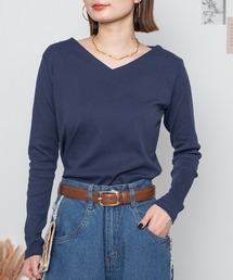 【着回し抜群】無地ロングVネックTシャツ