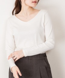 【着回し抜群】無地ロングVネックTシャツ