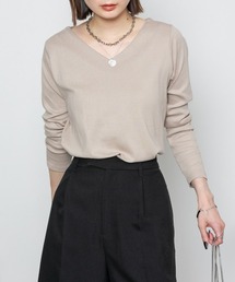 【着回し抜群】無地ロングVネックTシャツ
