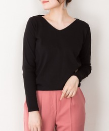 【着回し抜群】無地ロングVネックTシャツ