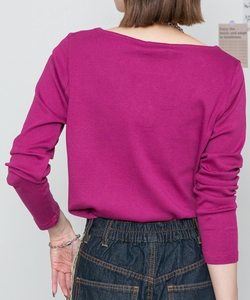 RCD(アールシーディー)の「【着回し抜群】無地ロングVネックTシャツ(Tシャツ/カットソー・レディース・グレイッシュベージュ/ブルーグレー/ホワイト/ネイビー/チャコールグレー/杢グレー/ブラック/カーキ/ピンク系その他・4L/M/LL/L/3L)」の13枚目の写真