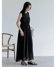 シフォン」に該当するワンピース（ブラック/黒色系・ロング
