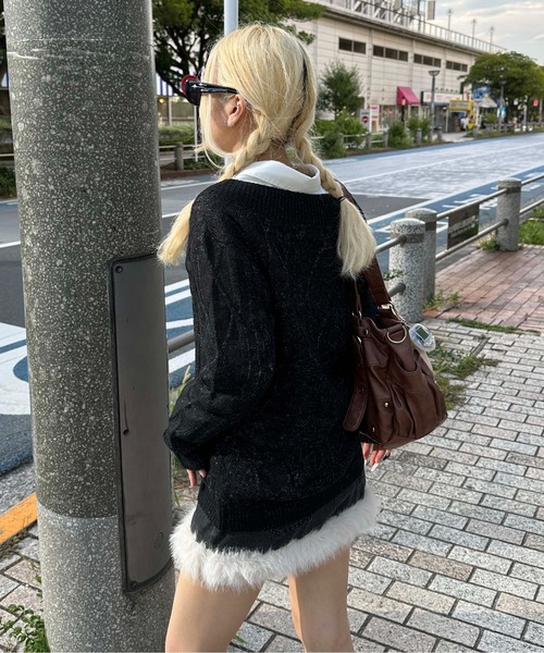 sedacle girl（セダクルガール）の「ラメシアーケーブル編みニット（ニット/セーター・レディース・グリーン/ブラック/ベージュ・SMALL/MEDIUM）」の21枚目の写真