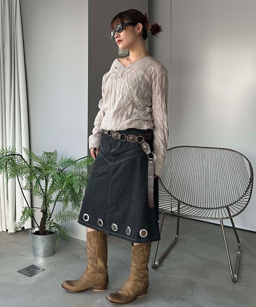 sedacle girl（セダクルガール）の「ラメシアーケーブル編みニット（ニット/セーター・レディース・グリーン/ブラック/ベージュ・SMALL/MEDIUM）」の17枚目の写真