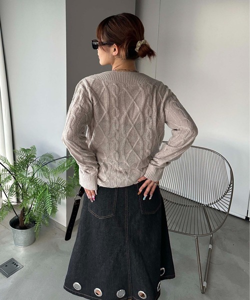 sedacle girl（セダクルガール）の「ラメシアーケーブル編みニット（ニット/セーター・レディース・グリーン/ブラック/ベージュ・SMALL/MEDIUM）」の14枚目の写真