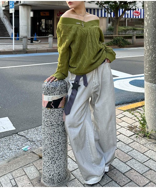 sedacle girl（セダクルガール）の「ラメシアーケーブル編みニット（ニット/セーター・レディース・グリーン/ブラック/ベージュ・SMALL/MEDIUM）」の7枚目の写真