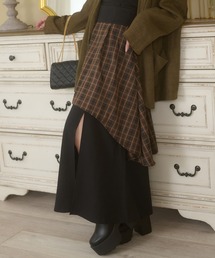 plaid pattern slit flare skirt / チェックスリットフレアスカート