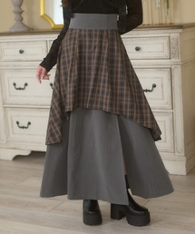 plaid pattern slit flare skirt / チェックスリットフレアスカート