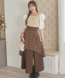 plaid pattern slit flare skirt / チェックスリットフレアスカート