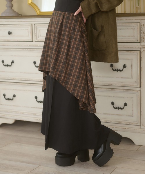 Ambre Neige(アンブルネージュ)の「plaid pattern slit flare skirt / チェックスリットフレアスカート(スカート・レディース・ブラック系その他/グレー系その他/ブラウン系その他・FREE)」の6枚目の写真