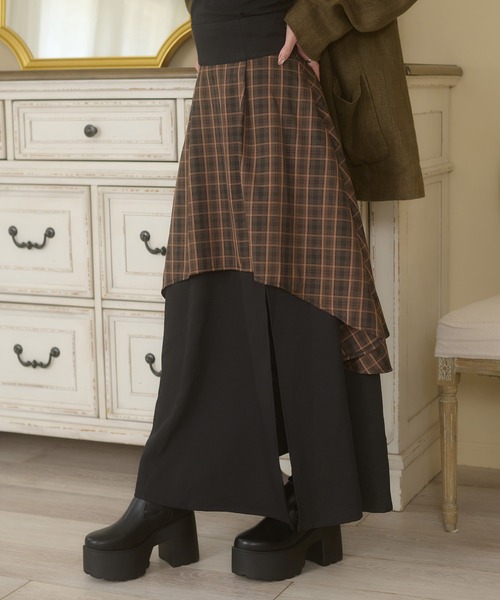 Ambre Neige(アンブルネージュ)の「plaid pattern slit flare skirt / チェックスリットフレアスカート(スカート・レディース・ブラック系その他/グレー系その他/ブラウン系その他・FREE)」の7枚目の写真