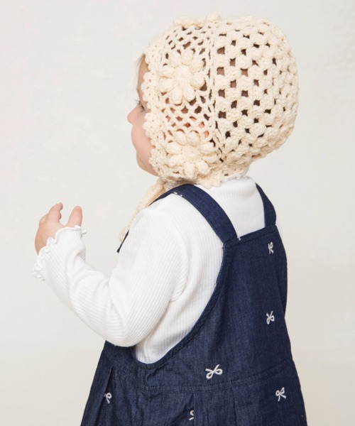 BRANSHES（ブランシェス）の「【ベビー】かぎ針編みボンネット（ニットキャップ/ビーニー・キッズ・アイボリー・FREE）」の3枚目の写真