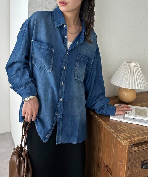オールシーズン対応】シアーデニムオーバーシャツ《ユニセックス