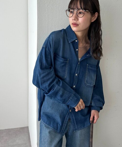 セール】【オールシーズン対応】シアーデニムオーバーシャツ《ユニ