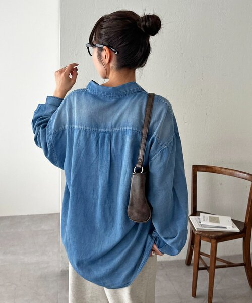 セール】【オールシーズン対応】シアーデニムオーバーシャツ《ユニ