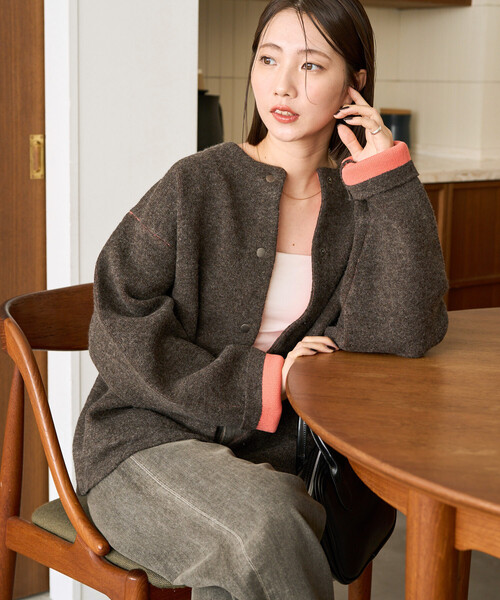 プリーツプリーズ　ノーカラーカーディガン　クリーム色　3 楽天市場】プリーツプリーズ（カーディガン・ボレロ｜トップス