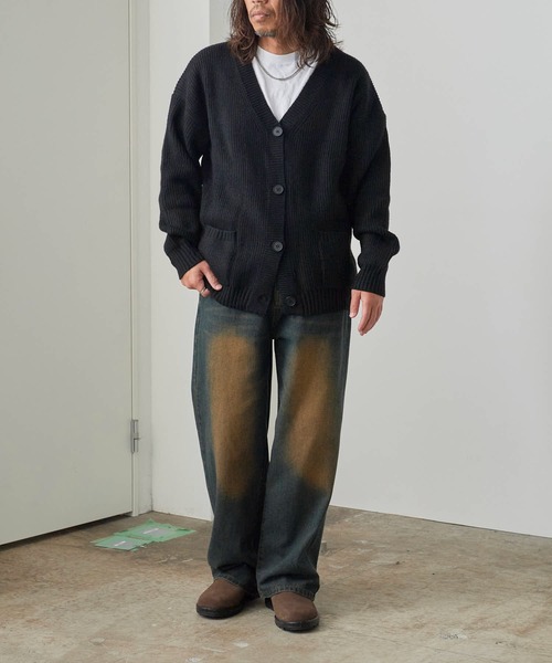 ROOPTOKYO（ループトウキョウ）の「Loose Knit Cardigan/ルーズニットカーデガン（カーディガン/ボレロ・メンズ・ブラウン/ブラック・L/M）」の9枚目の写真