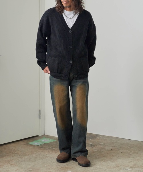 ROOPTOKYO（ループトウキョウ）の「Loose Knit Cardigan/ルーズニットカーデガン（カーディガン/ボレロ・メンズ・ブラウン/ブラック・L/M）」の10枚目の写真