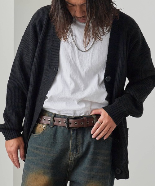 ROOPTOKYO（ループトウキョウ）の「Loose Knit Cardigan/ルーズニットカーデガン（カーディガン/ボレロ・メンズ・ブラウン/ブラック・L/M）」の15枚目の写真