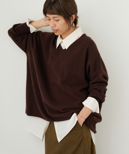 追加》Fineニュージーウール ニュアンス Vプルオーバー（ニット
