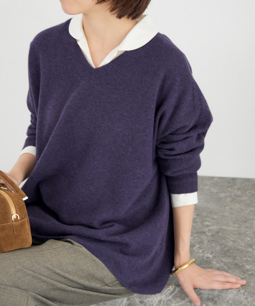 追加》Fineニュージーウール ニュアンス Vプルオーバー（ニット