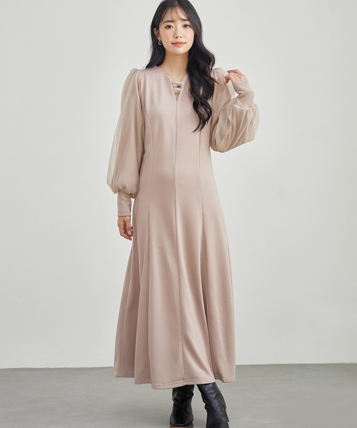 Lace Ladies(レースレディース)の「オーガンジー バルーン袖 マキシ ドレス ワンピース(ワンピース・レディース・チャコールグレー/ブラック/オリーブ/グレイッシュベージュ・S/FREE)」の20枚目の写真