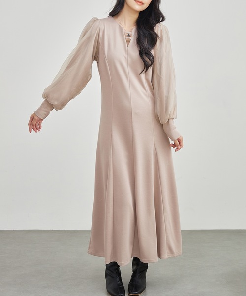 Lace Ladies(レースレディース)の「オーガンジー バルーン袖 マキシ ドレス ワンピース(ワンピース・レディース・チャコールグレー/ブラック/オリーブ/グレイッシュベージュ・S/FREE)」の21枚目の写真