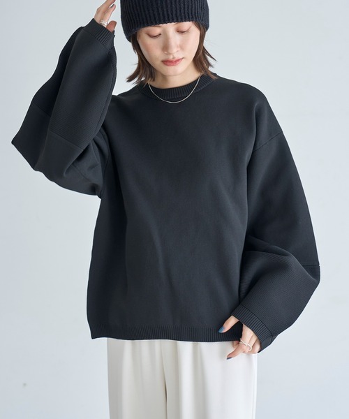 meilmada(メイルマダ)の「スウェットライク袖切替ニットプルオーバー(ニット/セーター・レディース・チャコールグレー/ブラック・FREE)」の1枚目の写真